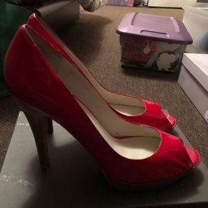 Steve Madden Red open toe pumps in size 10